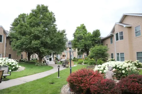 The Heritage at Fox Run assisted living secure courtyard