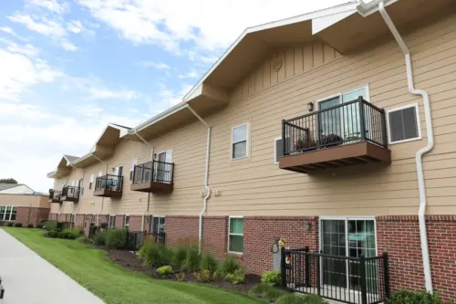 The Heritage at Fox Run assisted living apartment balconies and patios